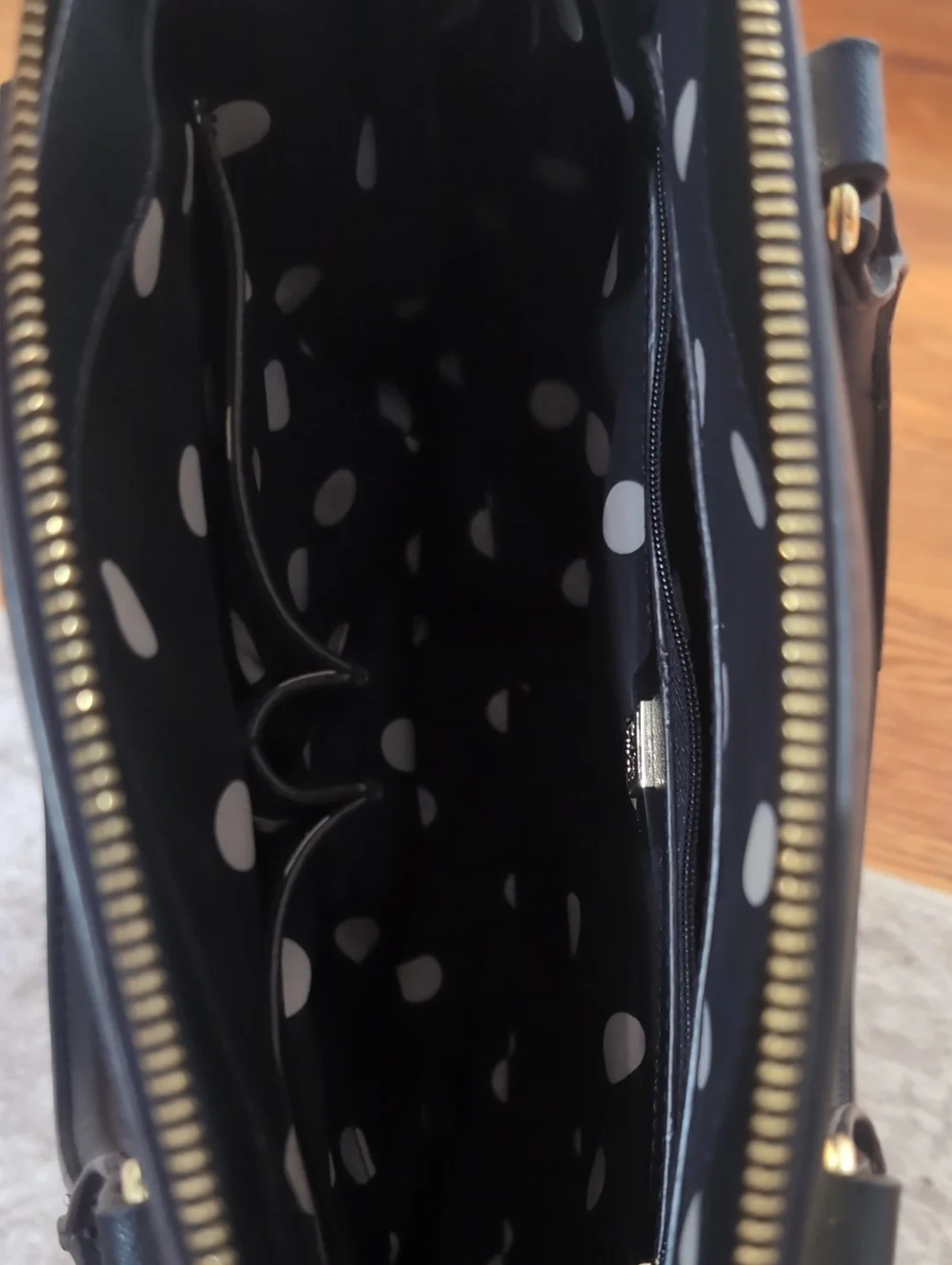 Anne Klein Black Women’s Structured Tote Handbag with Gold Accents